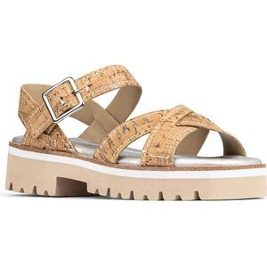 Donald J. Pliner Pyper -Natural Cork and Silver Strappy Lug Sole/Platform Sandal